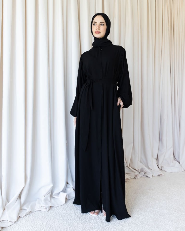 Fermuarlı Koldan Büzgülü Ferace