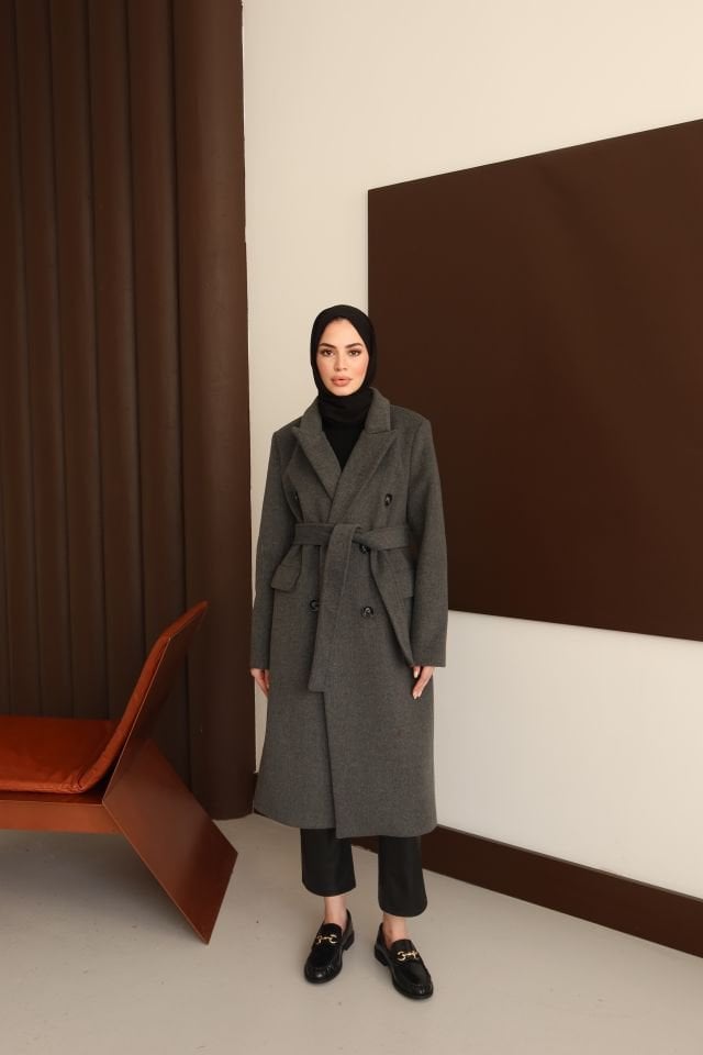 Klasik Kaşe Kaban - Gri