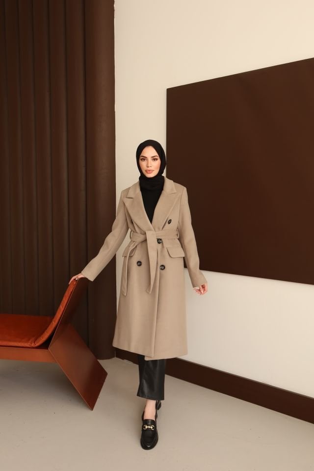 Klasik Kaşe Kaban - Vizon