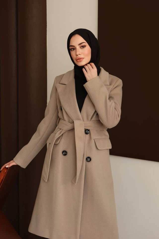 Klasik Kaşe Kaban - Vizon