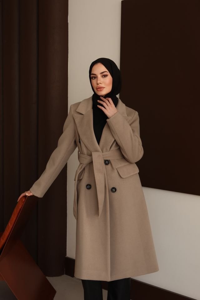 Klasik Kaşe Kaban - Vizon