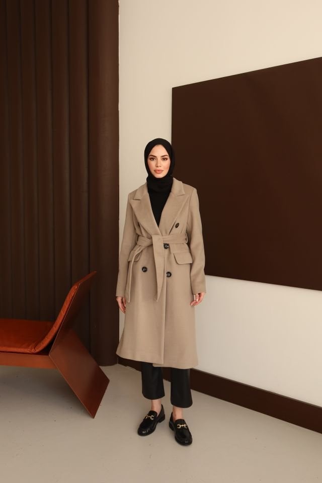 Klasik Kaşe Kaban - Vizon