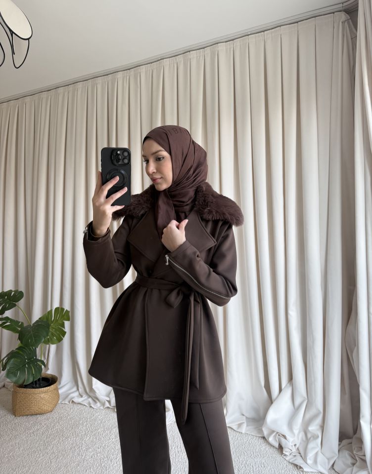 Scuba Kürklü Takım - Kahve