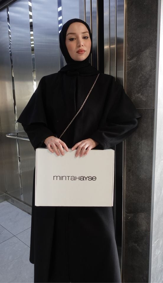 Pelerinli Kaşe Kaban - Siyah