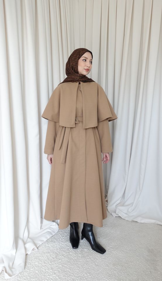 Pelerinli Kaşe Kaban - Vizon