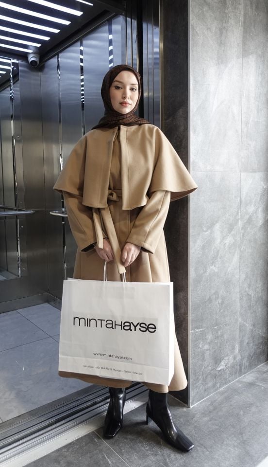 Pelerinli Kaşe Kaban - Vizon