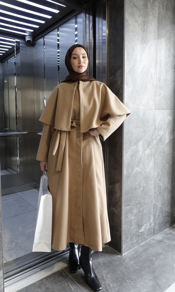 Pelerinli Kaşe Kaban - Vizon