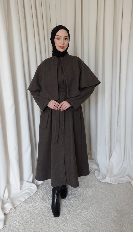 Pelerinli Kaşe Kaban - Kahve