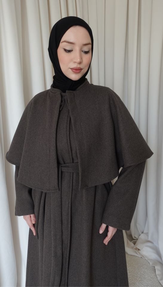 Pelerinli Kaşe Kaban - Kahve