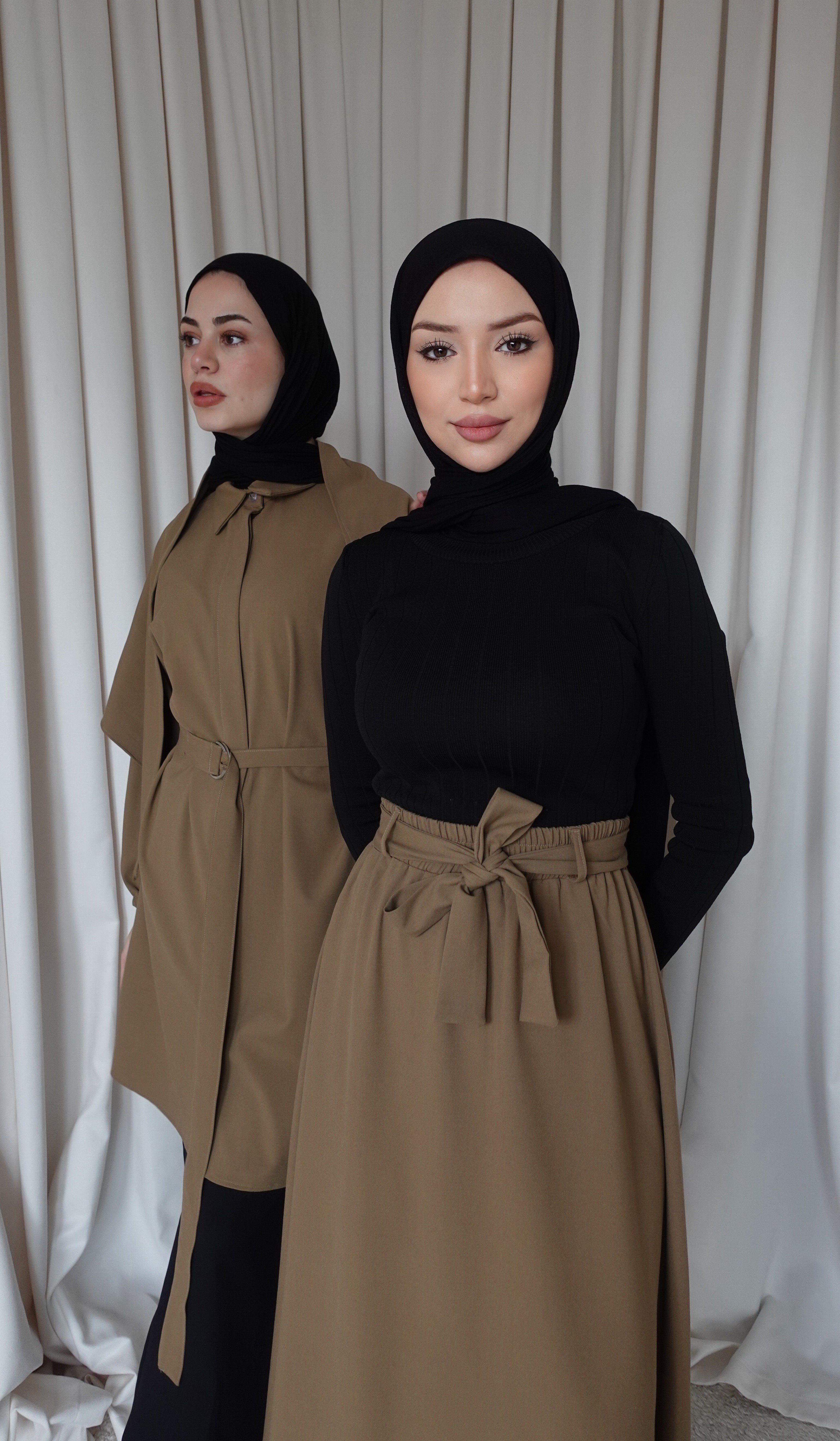 Şallı Oversize Gömlek - Camel