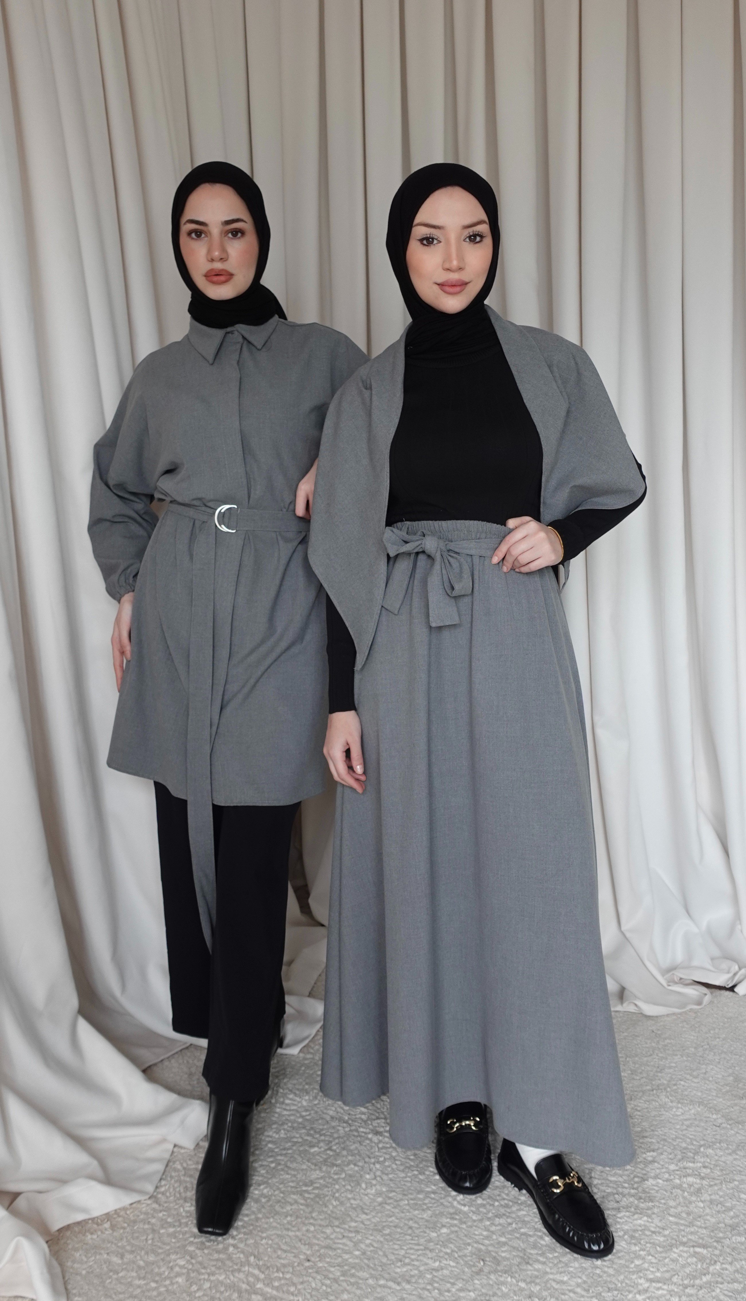 Kuşaklı Etek - Gri