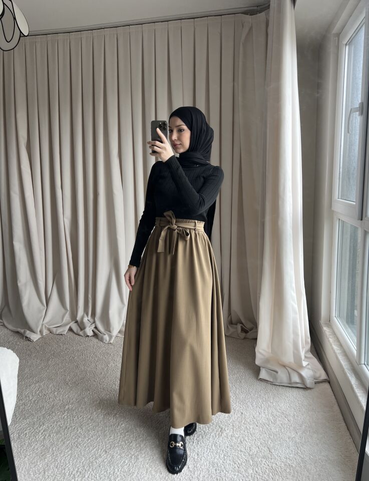 Kuşaklı Etek - Camel