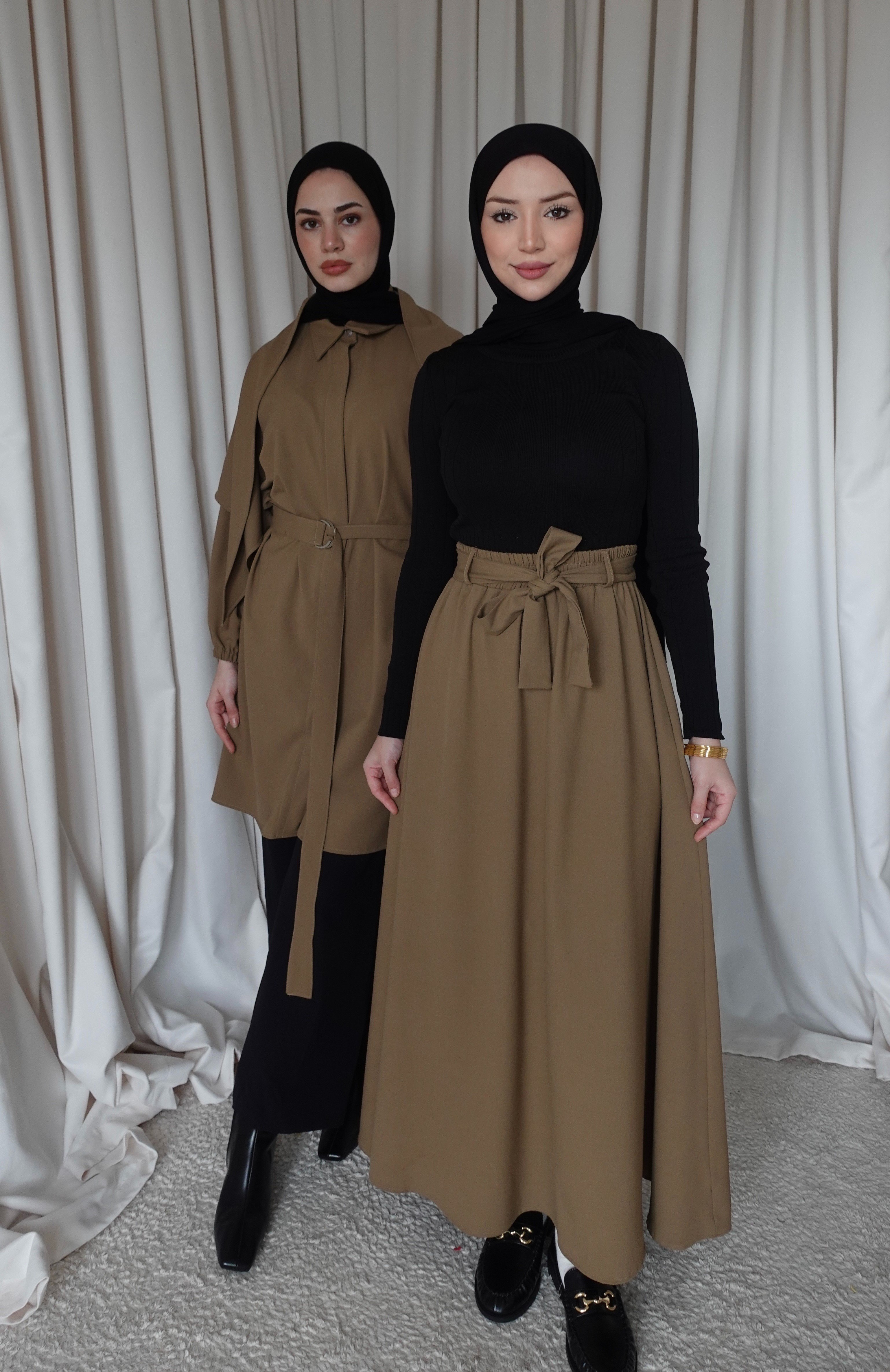 Kuşaklı Etek - Camel