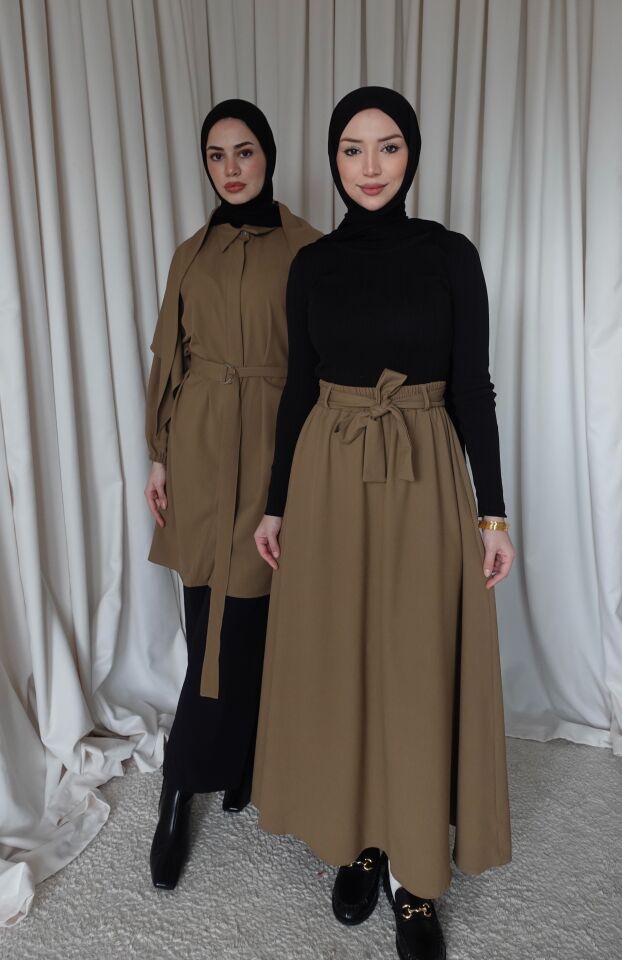 Kuşaklı Etek - Camel