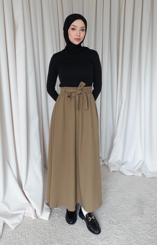 Kuşaklı Etek - Camel