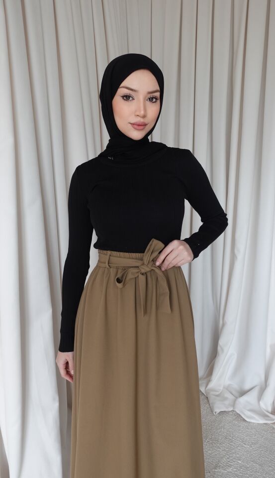 Kuşaklı Etek - Camel