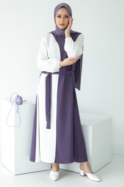 Dama Kuşak Detaylı Elbise