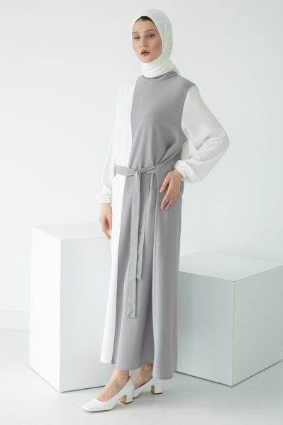 Dama Kuşak Detaylı Elbise