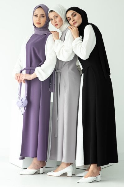 Dama Kuşak Detaylı Elbise