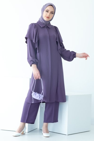 Prenses Gömlek Yakalı Pantolonlu Takım