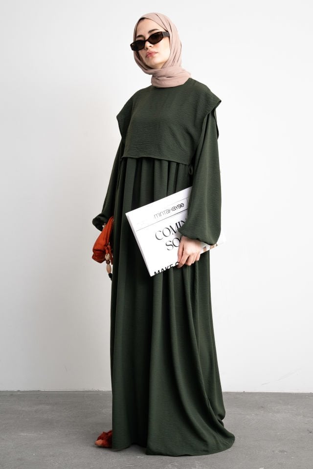 Bohem Gizli Büzgülü Robalı Elbise