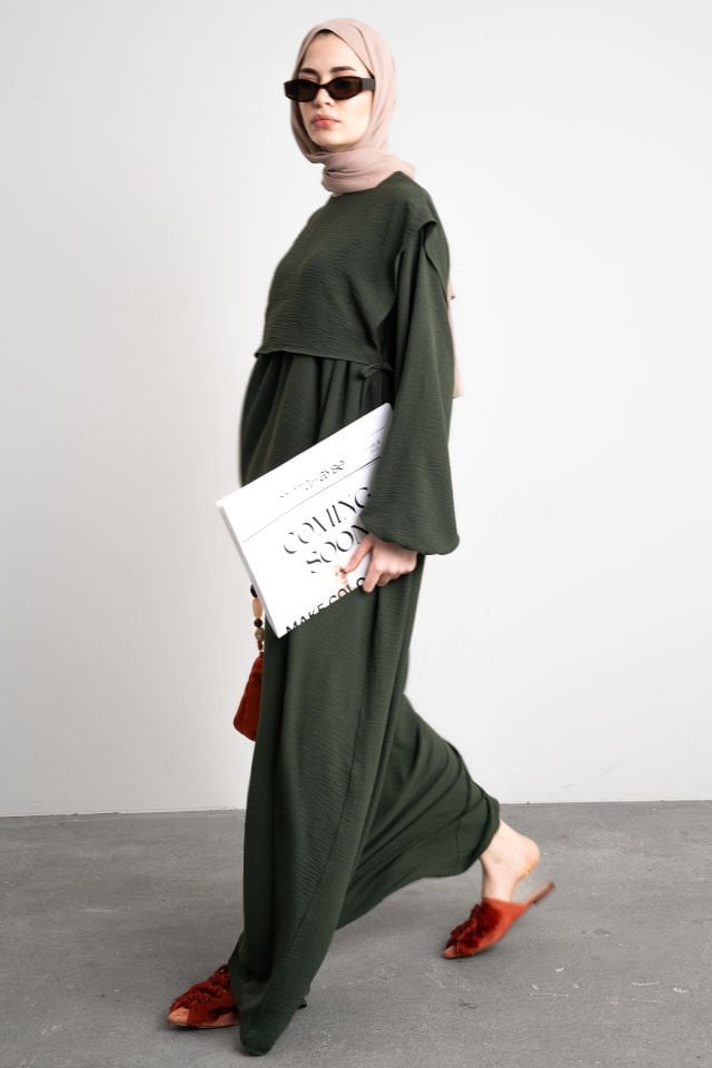 Bohem Gizli Büzgülü Robalı Elbise