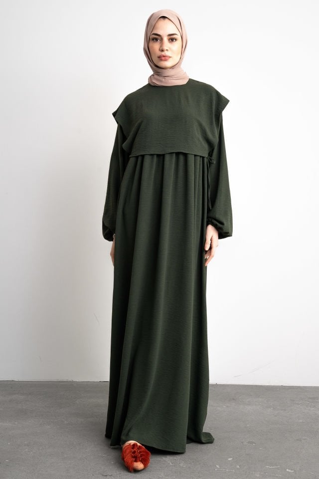 Bohem Gizli Büzgülü Robalı Elbise