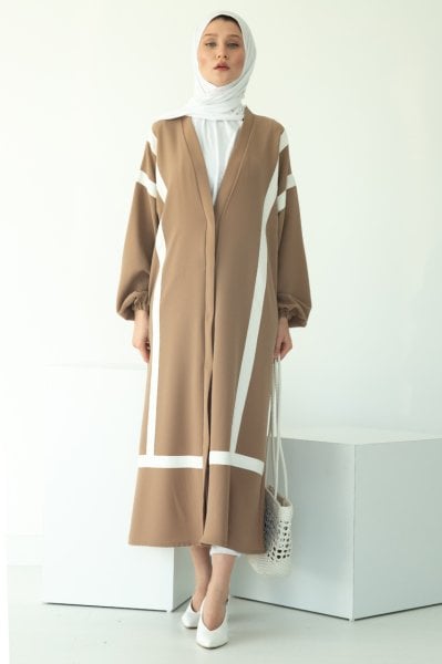 Şeritli Abaya Bilek Lastikli