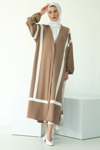 Şeritli Abaya Bilek Lastikli