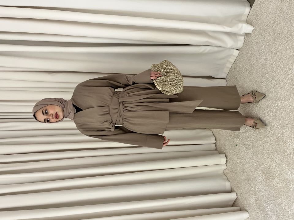 Modal Kuşaklı Pantolonlu Takım