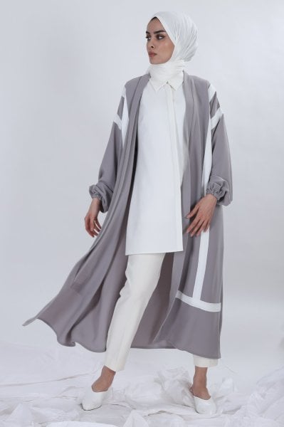 ŞERİTLİ ABAYA BİLEK LASTİKLİ