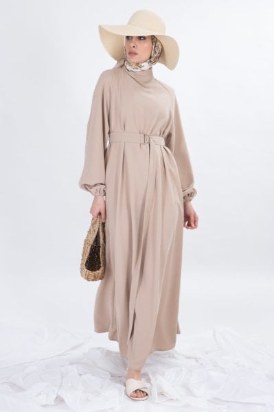 HAKİM YAKA BALON KOL ELBİSE