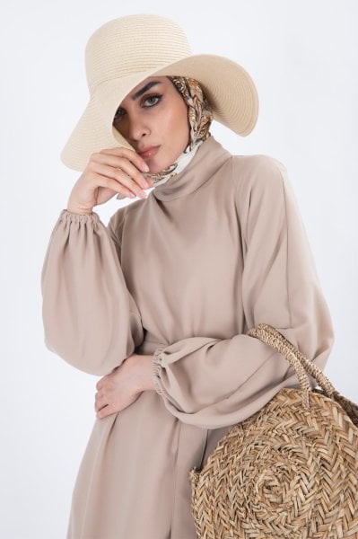 HAKİM YAKA BALON KOL ELBİSE