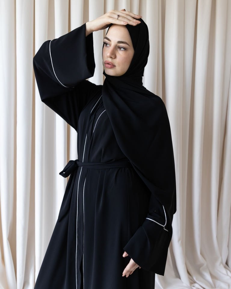 Yazlık Biyeli Abaya - Siyah