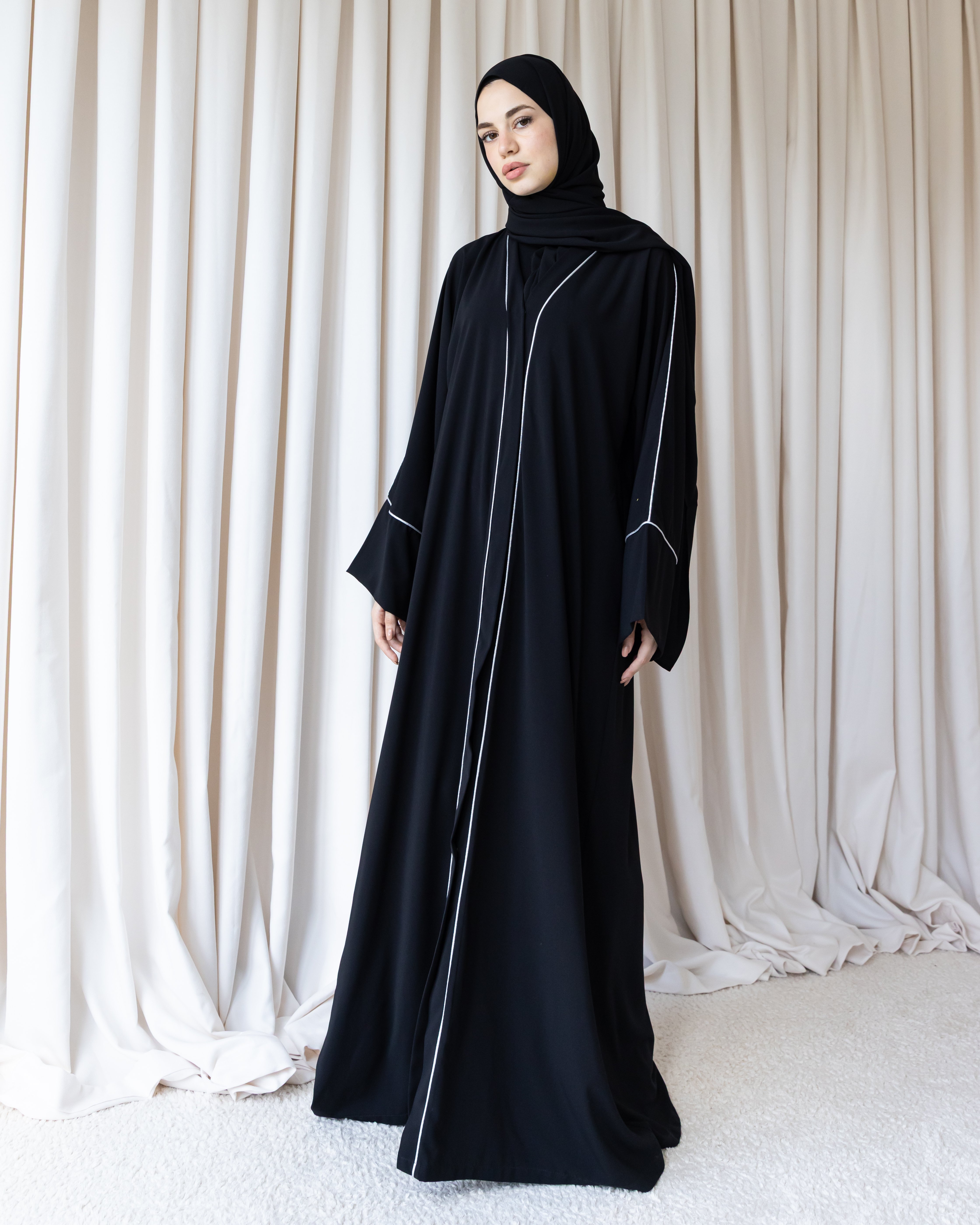 Yazlık Biyeli Abaya - Siyah