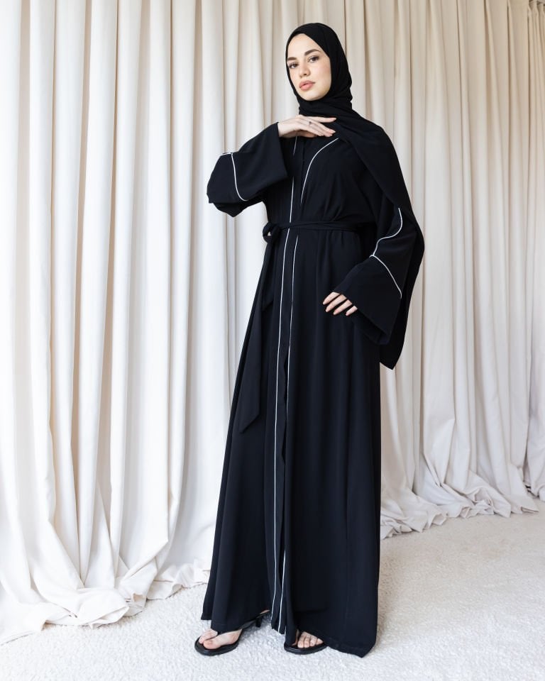 Yazlık Biyeli Abaya - Siyah