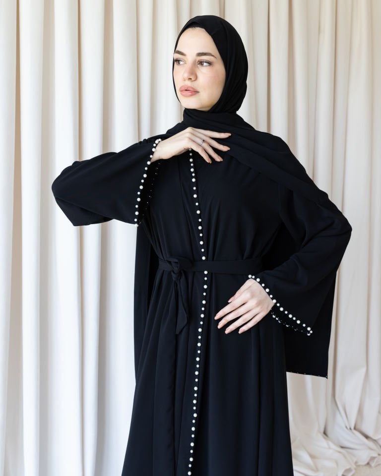 İncili Abaya - Siyah