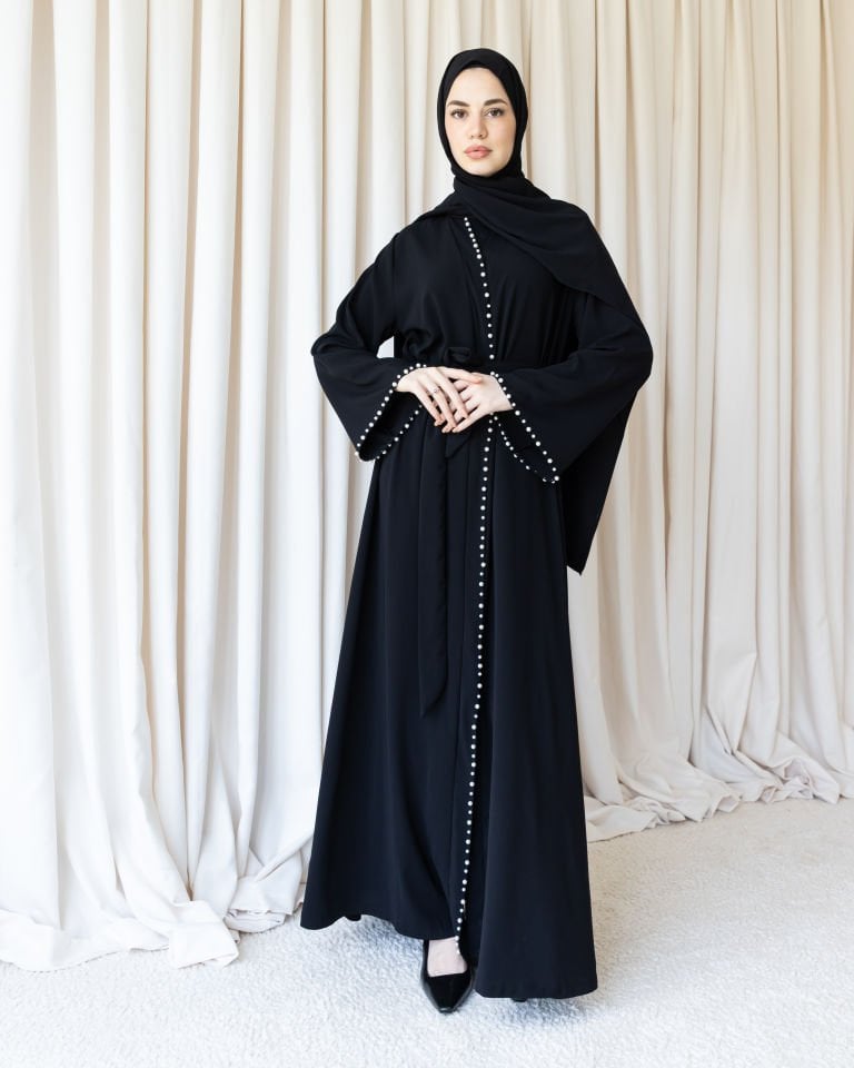 İncili Abaya - Siyah