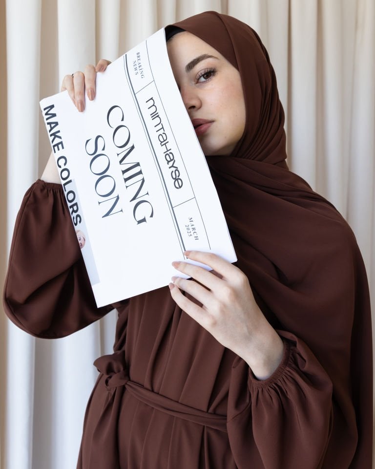 Yaka Büzgülü Balon Elbise - Acı Kahve