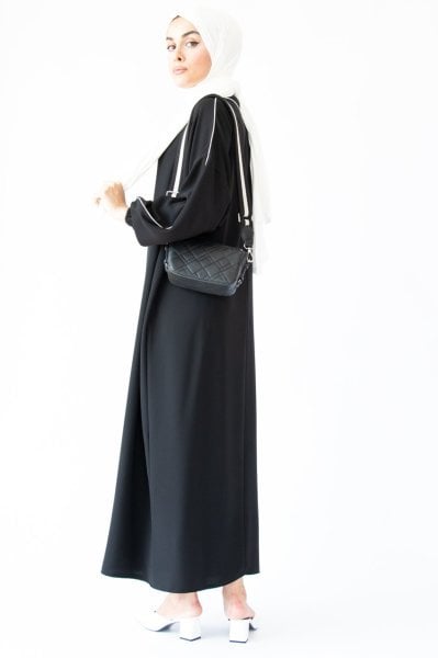 BİYELİ ELBİSE SİYAH BEYAZ