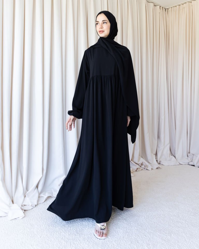 Robalı Elbise - Siyah