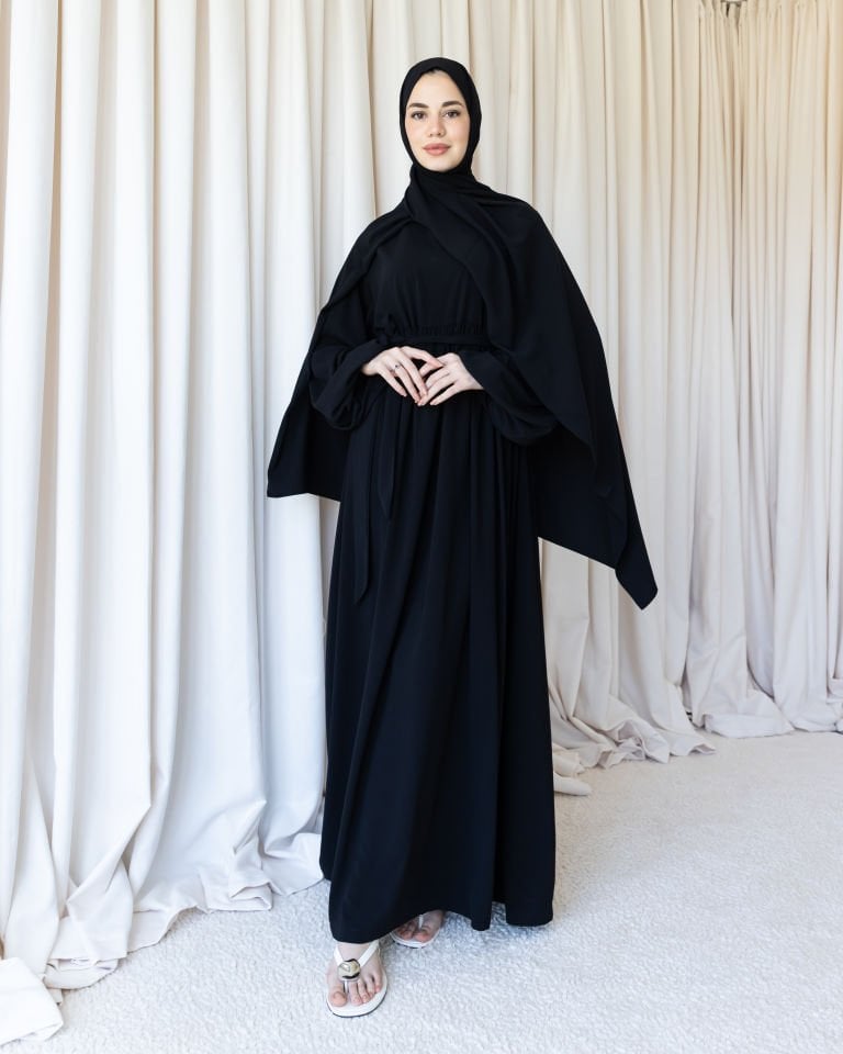 Robalı Elbise - Siyah