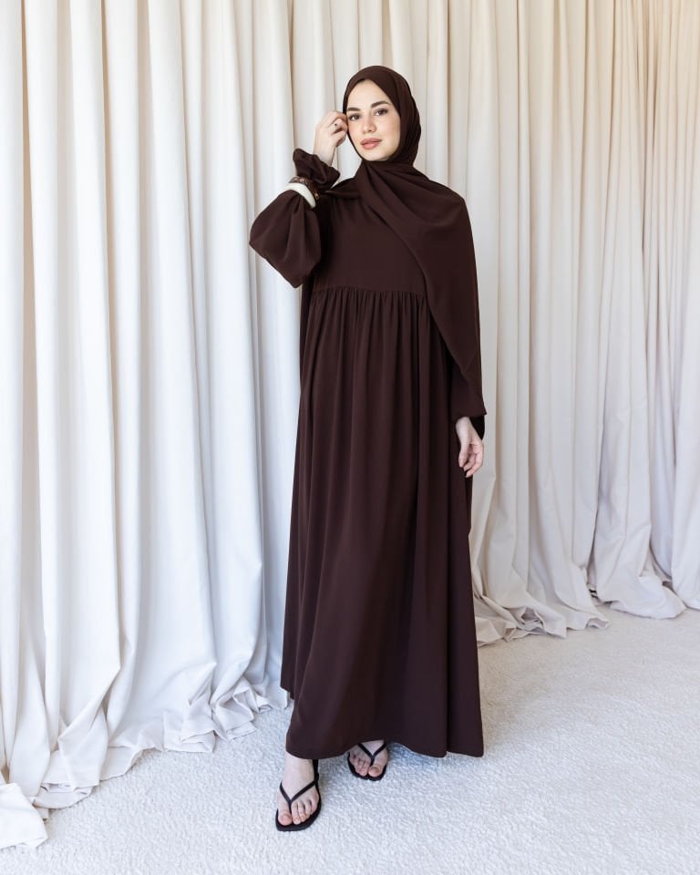 Robalı Elbise - Kahve