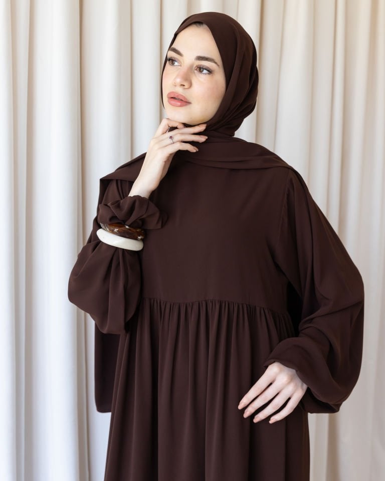 Robalı Elbise - Kahve