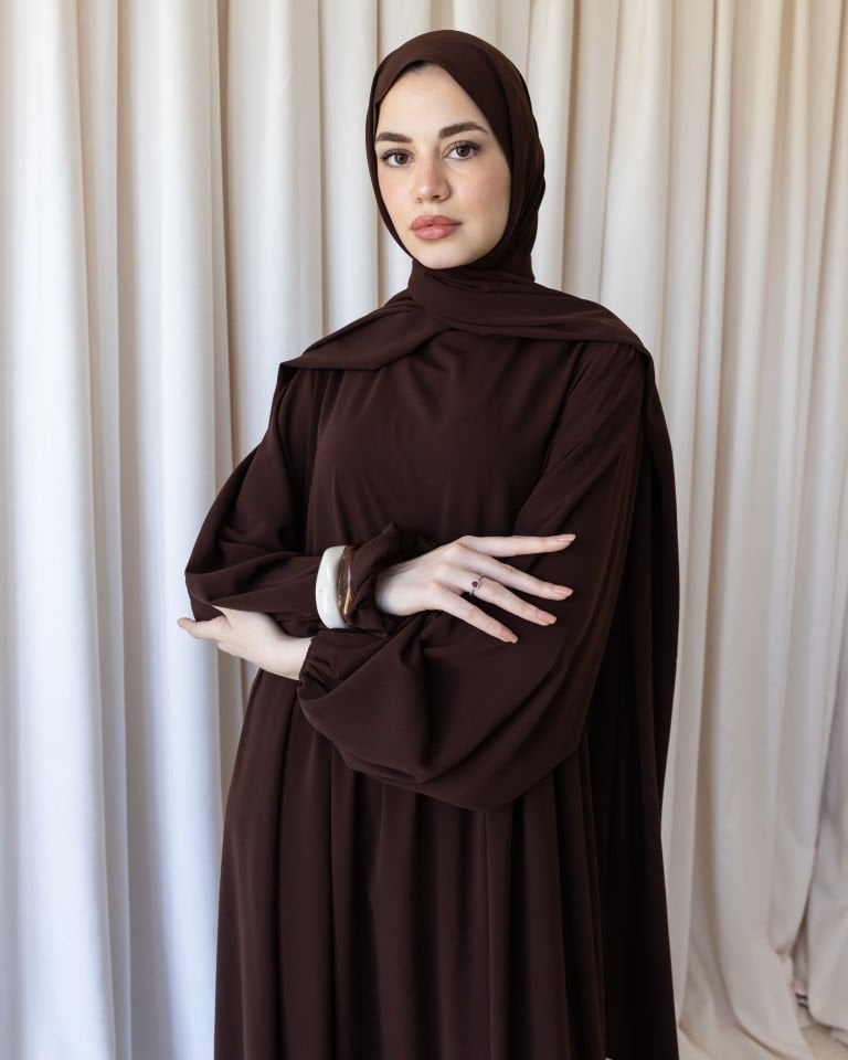 Robalı Elbise - Kahve