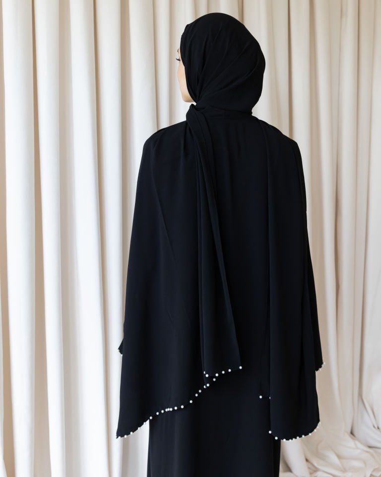 İncili Medine İpeği Şal-Siyah