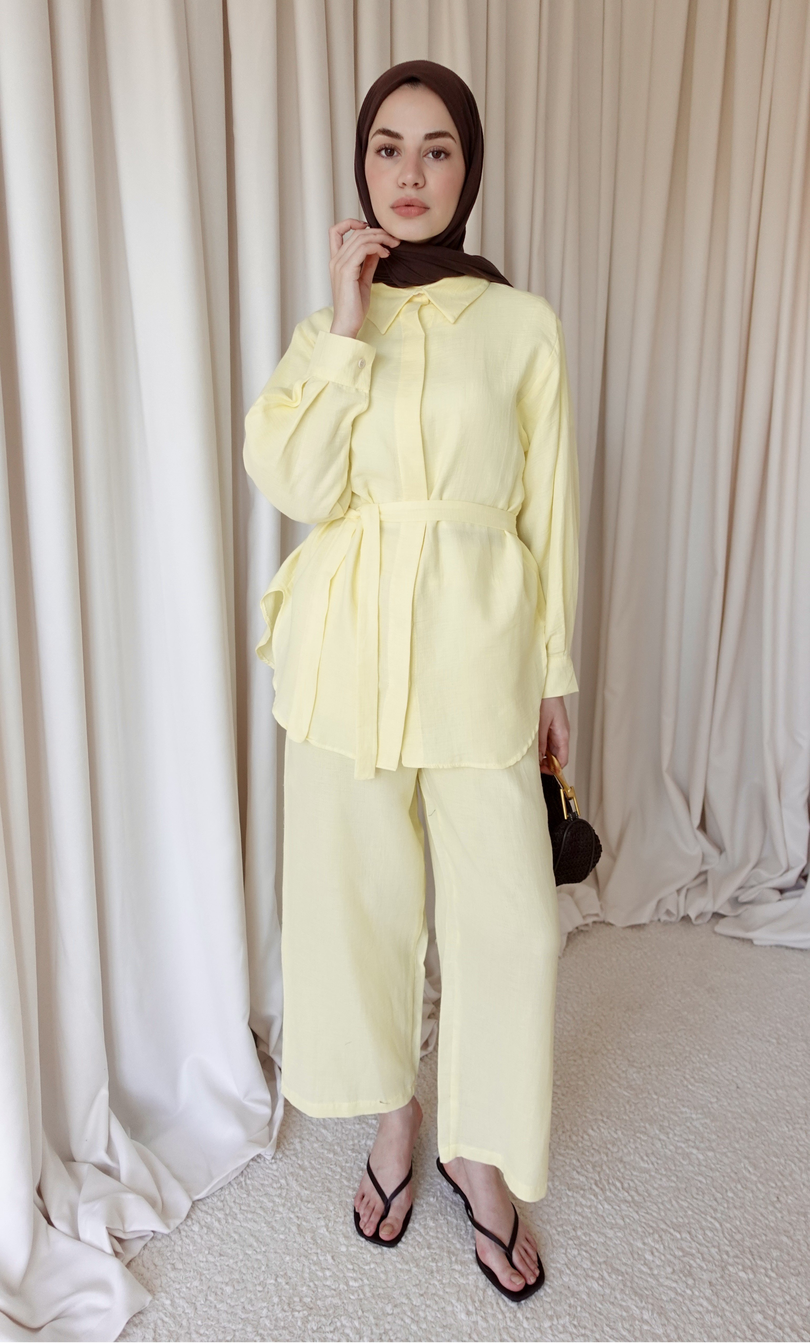 Mira Müslin Takım - Tereyağ Sarısı