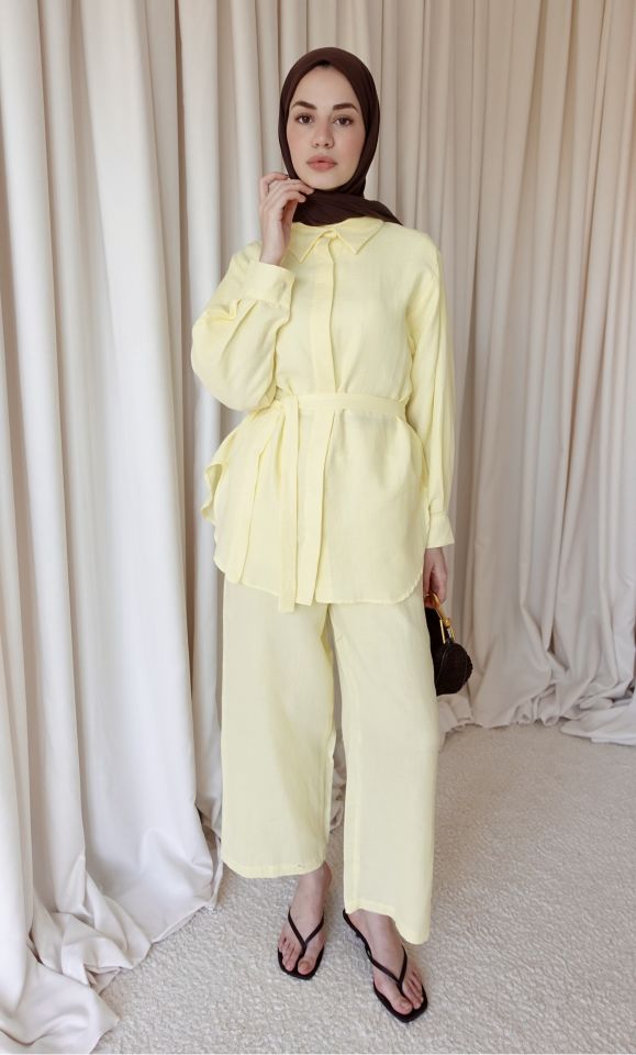 Mira Müslin Takım - Tereyağ Sarısı