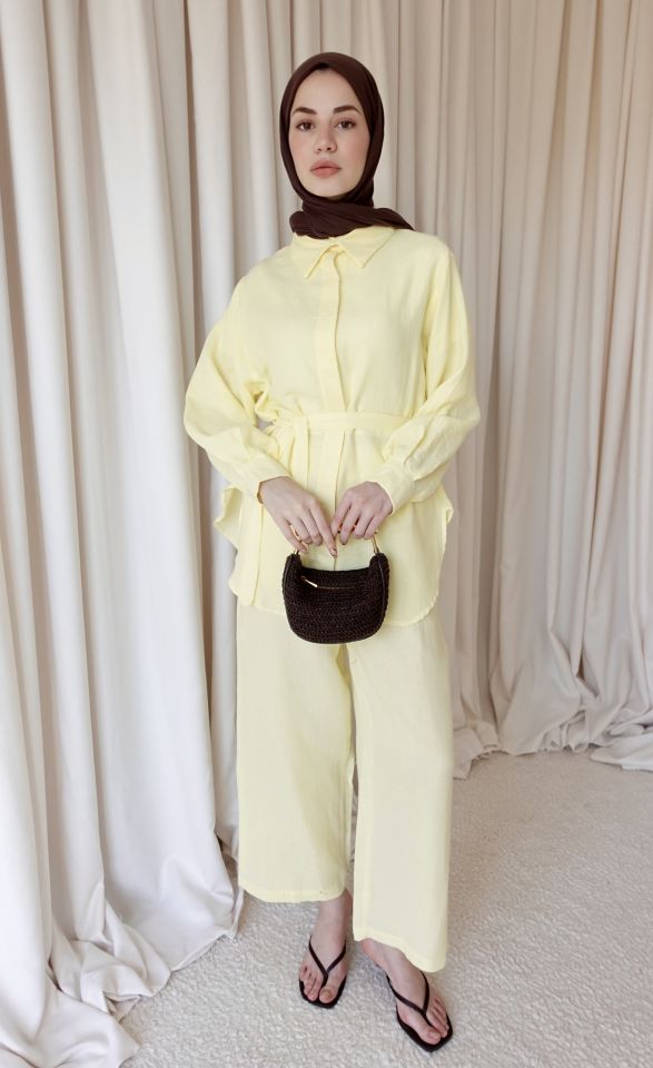 Mira Müslin Takım - Tereyağ Sarısı