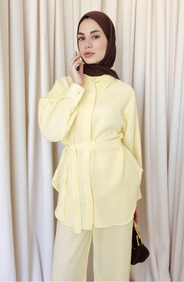 Mira Müslin Takım - Tereyağ Sarısı